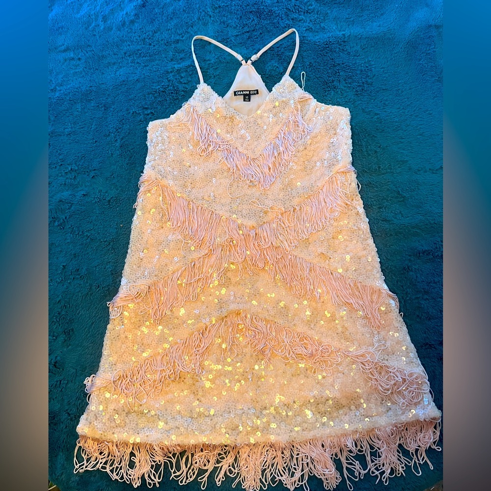 STUNNING BNWT GIANNI BINNI SEQUIN FRINGE COCKTAIL DRESS 👗